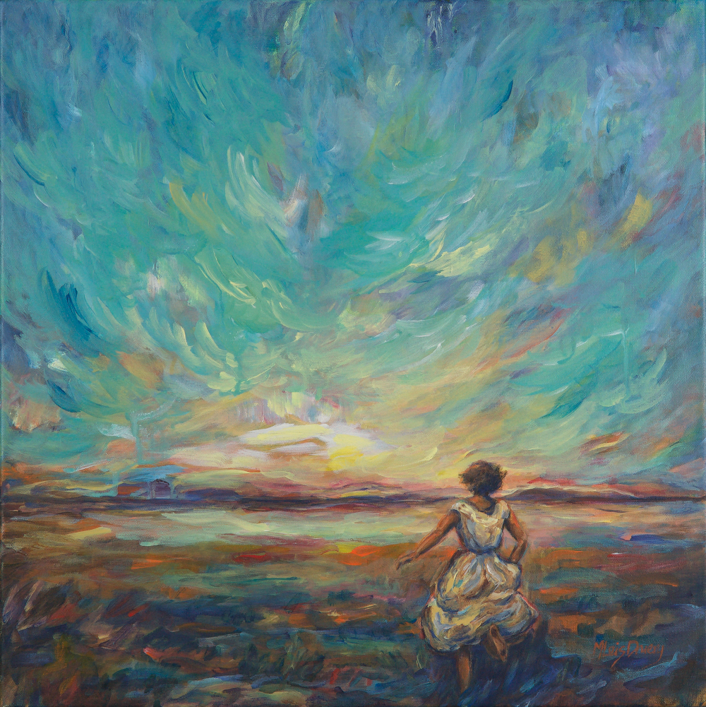 A woman running in a field